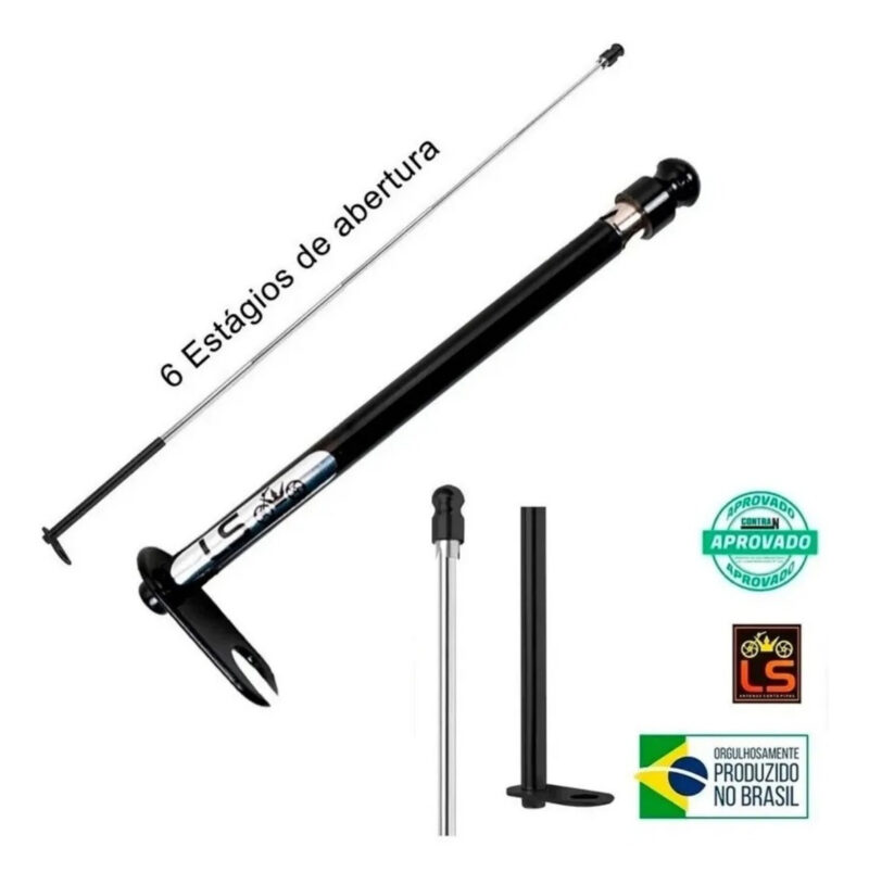 Antena Corta Pipa 6 Estágios Retrovisor Aço Inox Preto Top