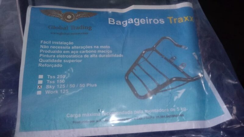 Bagageiro Para Motos Traxx Sky 50 / 50 Plus / 125 Traxx Sky