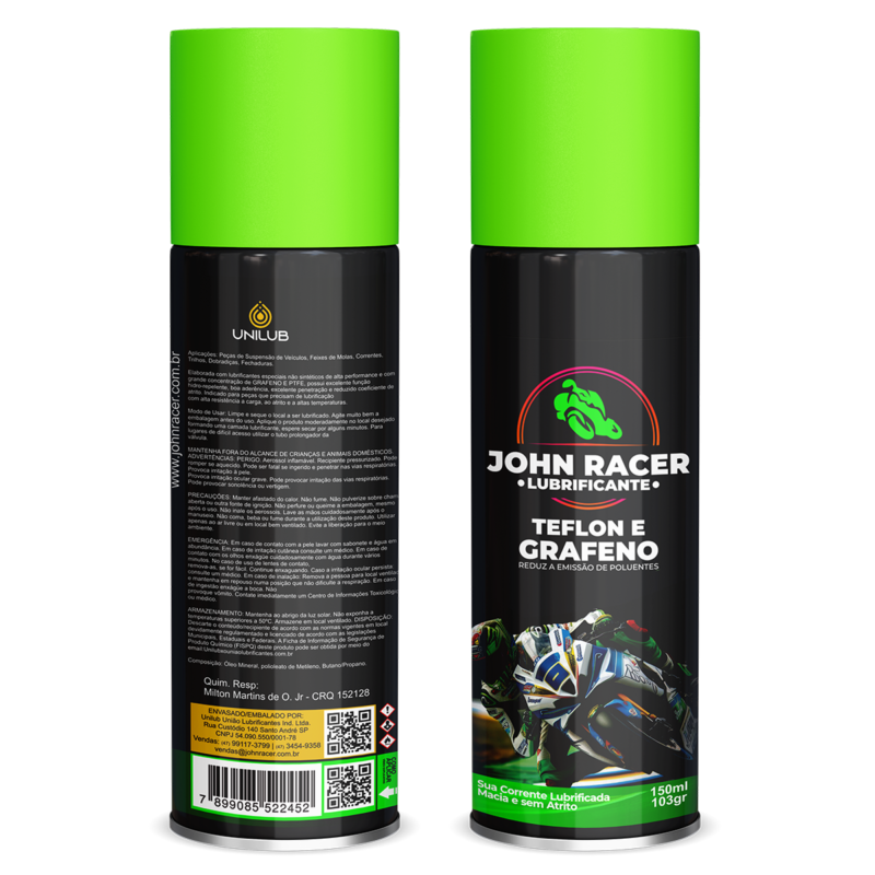 12x Spray lubrificante Corrente moto John Racer 150ml Teflon e Grafeno