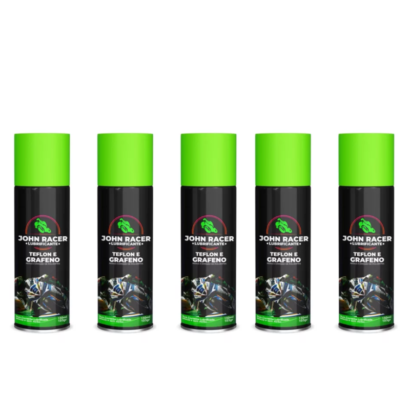 5x Spray lubrificante Corrente moto John Racer 150ml Teflon e Grafeno