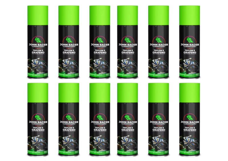 12x Spray lubrificante Corrente moto John Racer 150ml Teflon e Grafeno