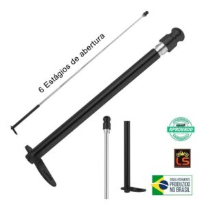 Antena Corta Pipa 6 Estágios Retrovisor Aço Inox Preto Top